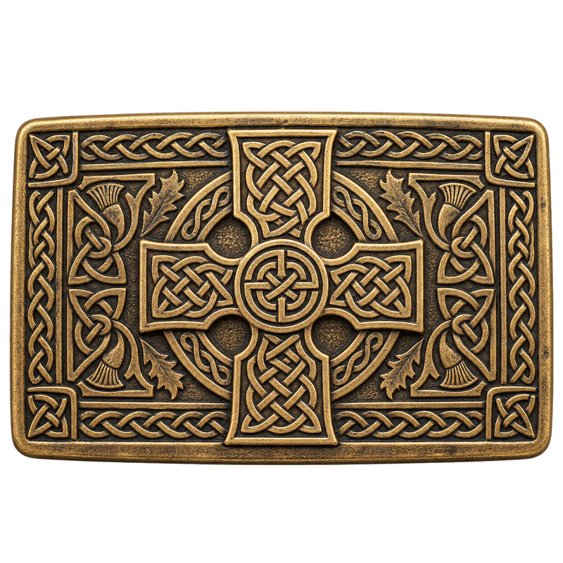 Antique Celtic Cross Kilt Buckle