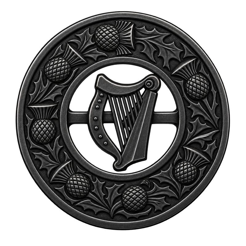 Antique Irish Harp Kilt Brooch