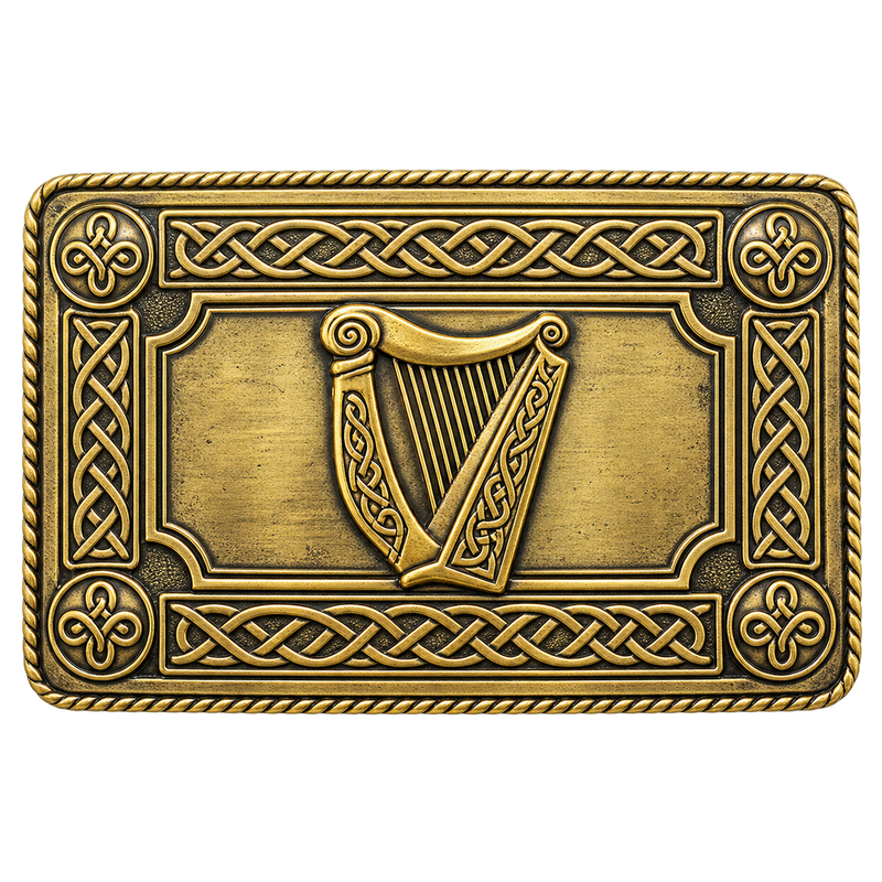 Antique Irish Harp Kilt Buckle
