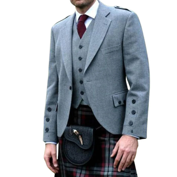 Argyll Kilt Jacket & Waistcoat Light Grey