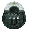 Black Calfskin Cross Tassles Sporran With Chrome Celtic Cantle