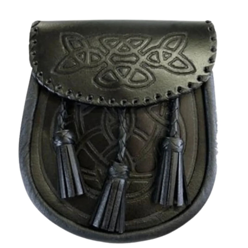 Black Celtic Embossed Leather Sporran