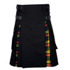 Black Cotton Buchanan Tartan Scottish Utility Cargo Hybrid Kilt