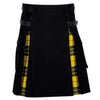Black Cotton Macleod of lewis Tartan Scottish Utility Cargo Hybrid Kilt