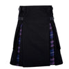 Black Cotton Pride of Scotland Tartan Scottish Utility Cargo Hybrid Kilt