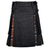 Black Denim Campbell of Thomson Tartan Scottish Utility Cargo Hybrid Kilt