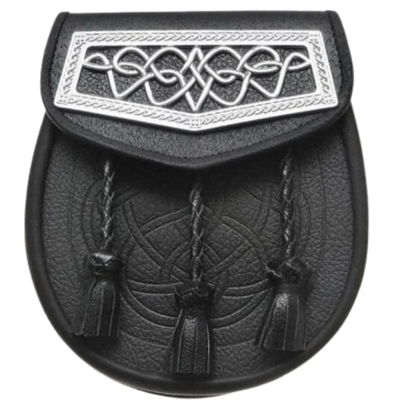 Black Leather Celtic Interweave Plate Sporran