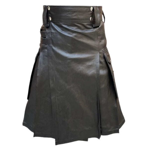 Black Leather Fashion Kilt