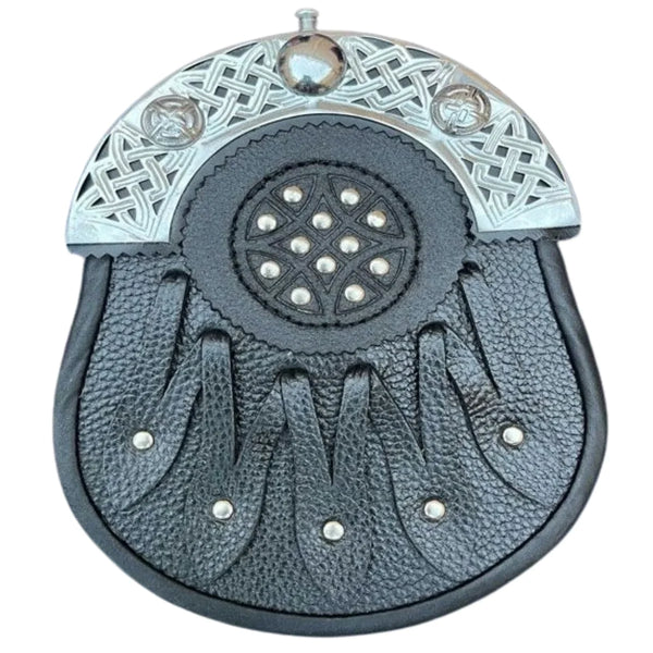 Black Leather Silver Cantle Sporran