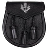 Black Leather Sporran With Thistle Emblem
