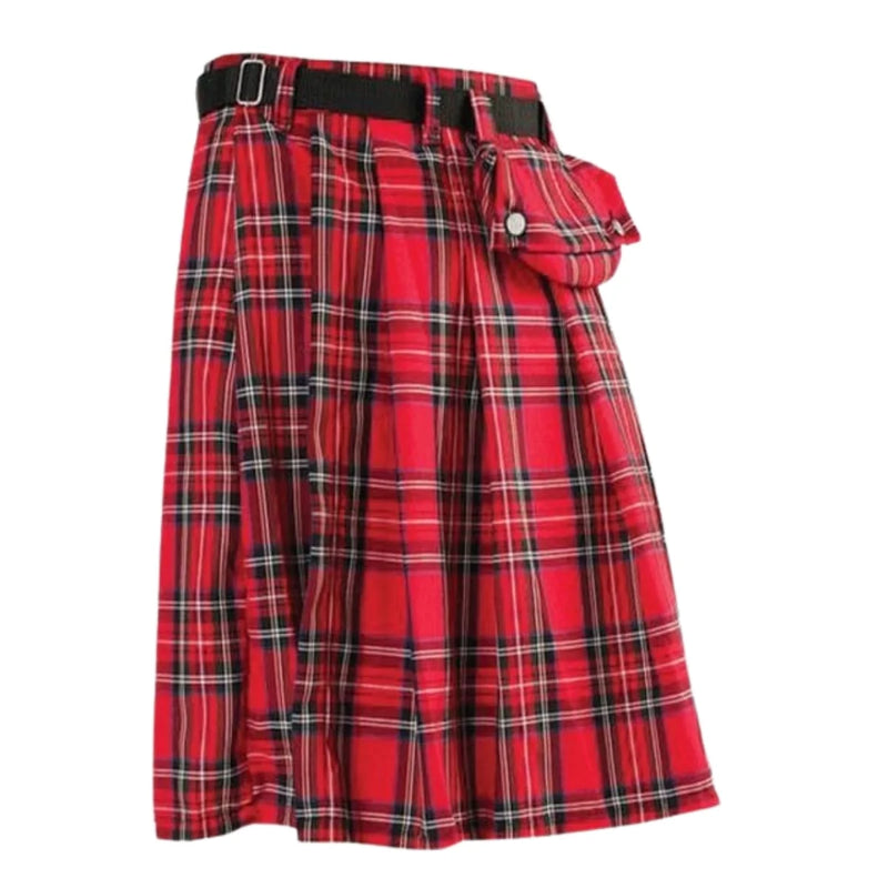 Black Pistol Kilt - Short Kilt Tartan Red