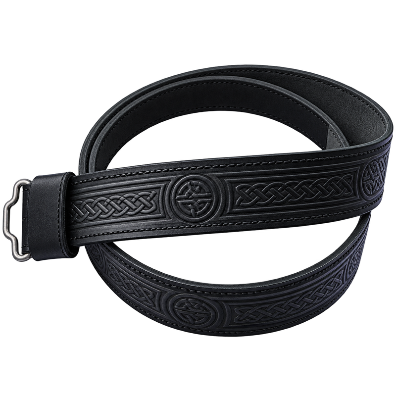 Black Celtic Leather Kilt Belt