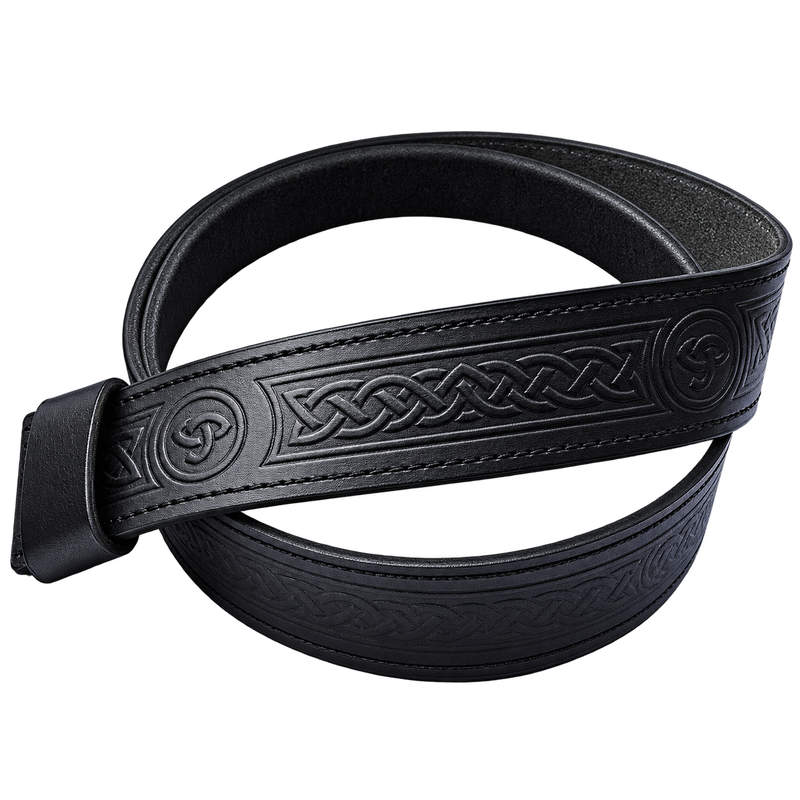 Black Celtic Knot Leather Kilt Belt