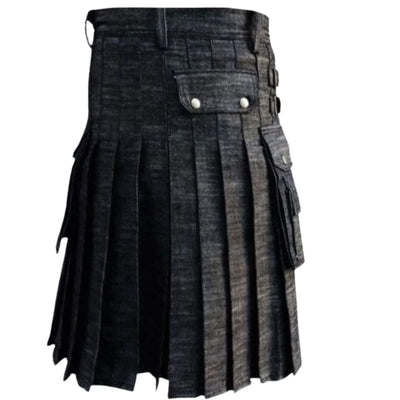Black Denim Utility Kilt - view 2