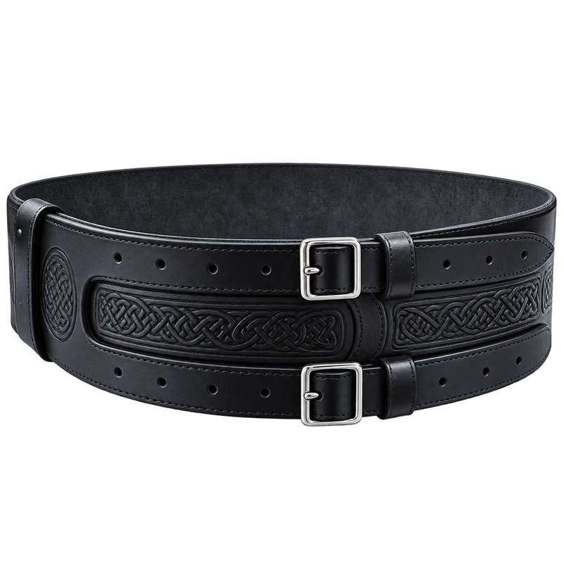 Black Double Leather Kilt Belt