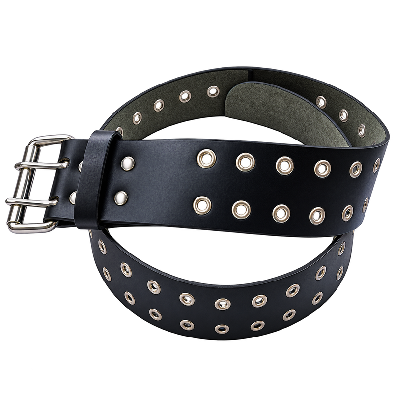 Black Eyelet Leather Kilt Belt