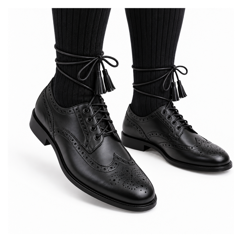 Black Ghillie Brogue Kilt Shoes