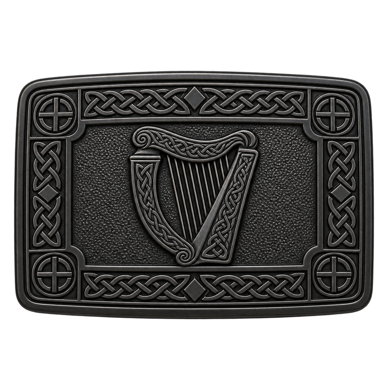 Black Irish Harp Kilt Buckle