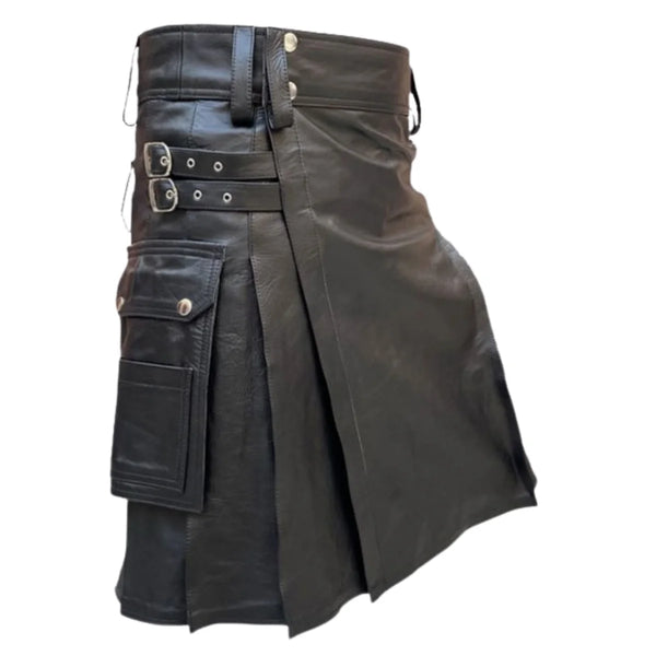 Black Leather Fashion Kilt