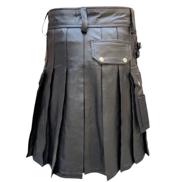 Black Leather Fashion Kilt