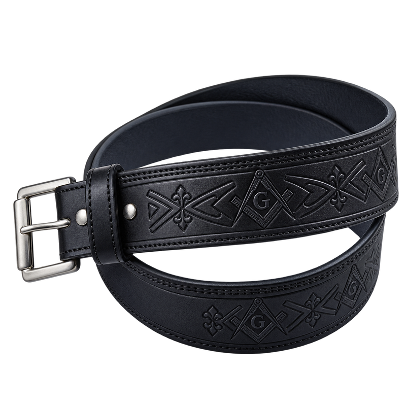 Black Masonic Leather Kilt Belt