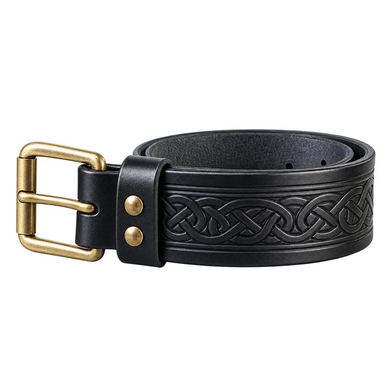 Black Pin Celtic Leather Kilt Belt