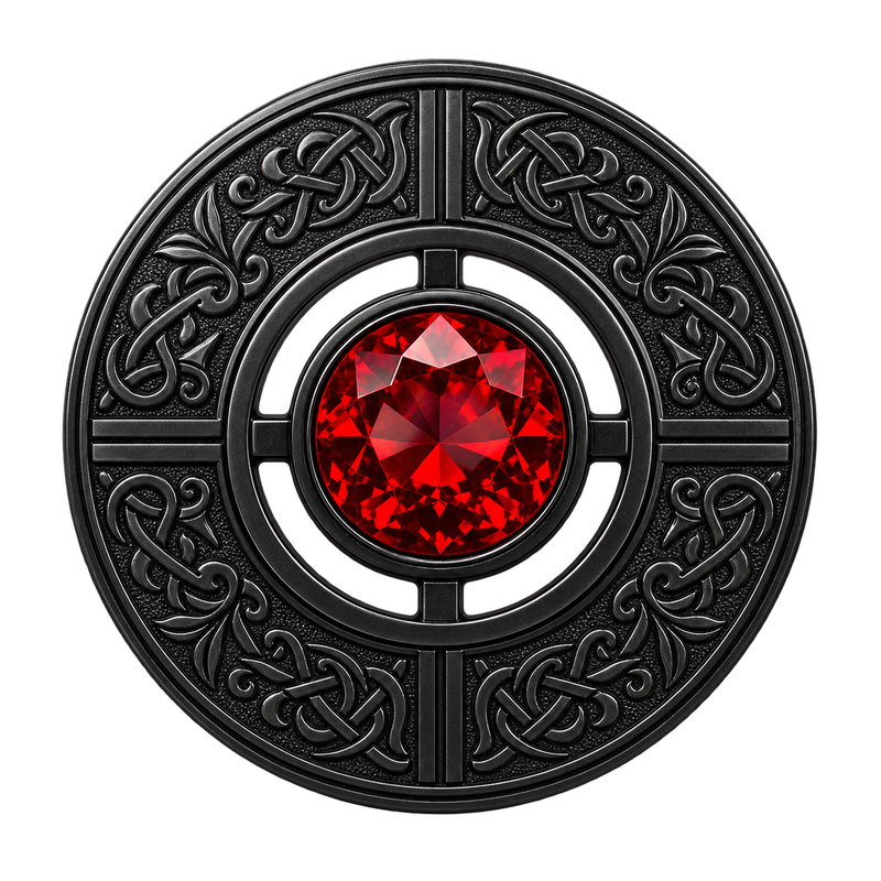Black Red Stone Kilt Brooch