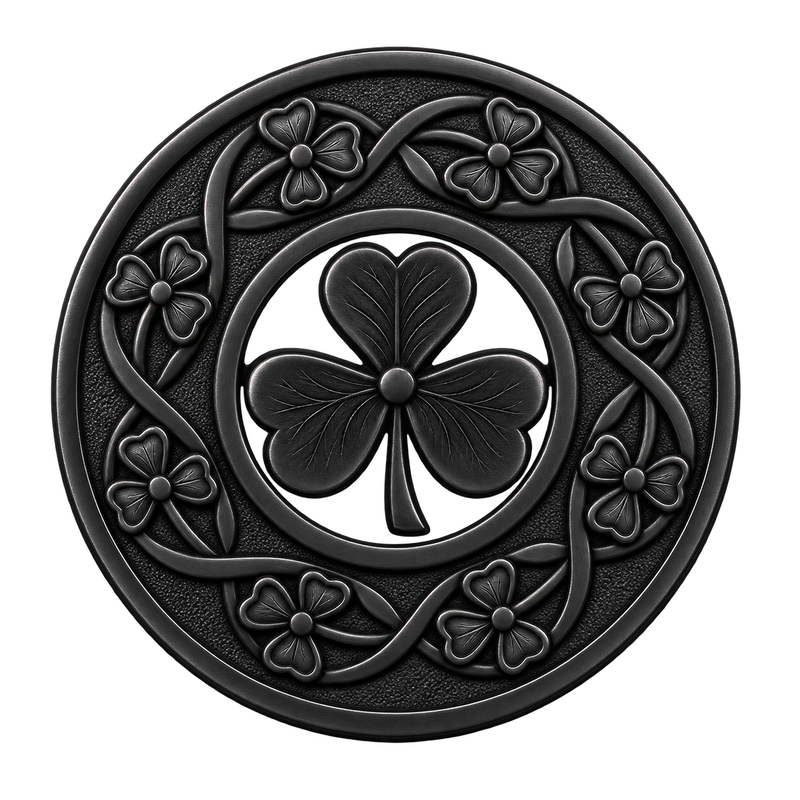 Black Shamrock Kilt Brooch