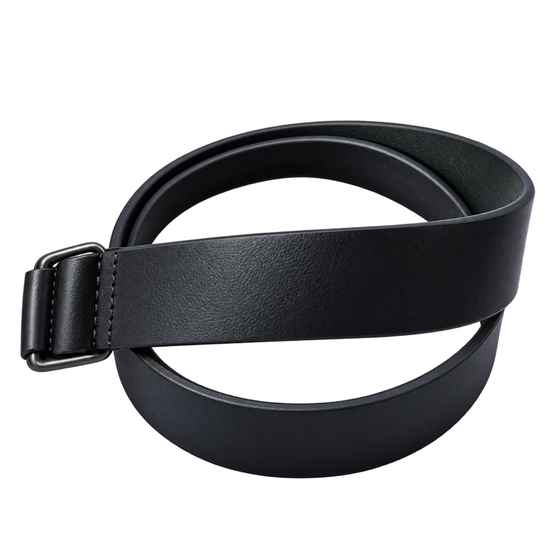 Black Simple Leather Kilt Belt