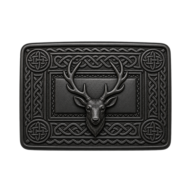 Black Stag Head Kilt Buckle