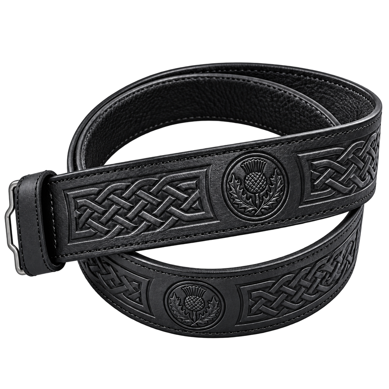 Black Thistle Leather Kilt Belt