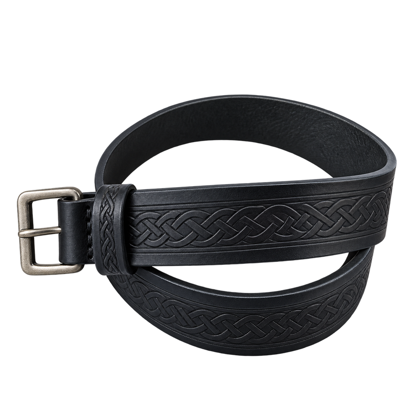 Black Traditional Leather Kilt Belt