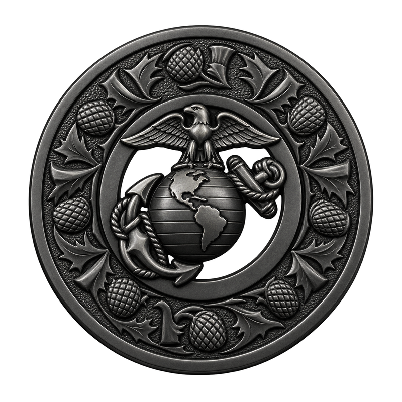 Black US. Badge Kilt Brooch