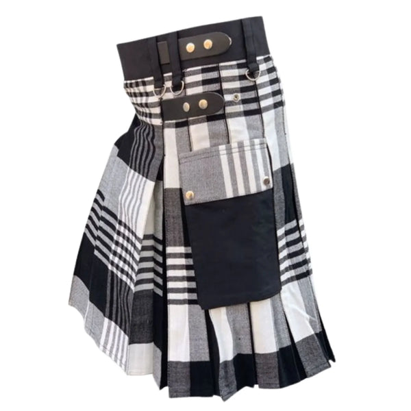 Black & White Fashion Tartan Kilt