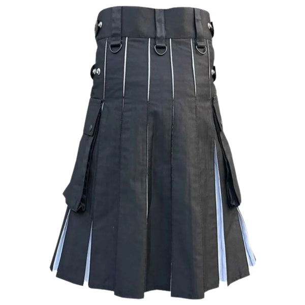 Black & White Simple 2 Side Pocket Utility Kilt