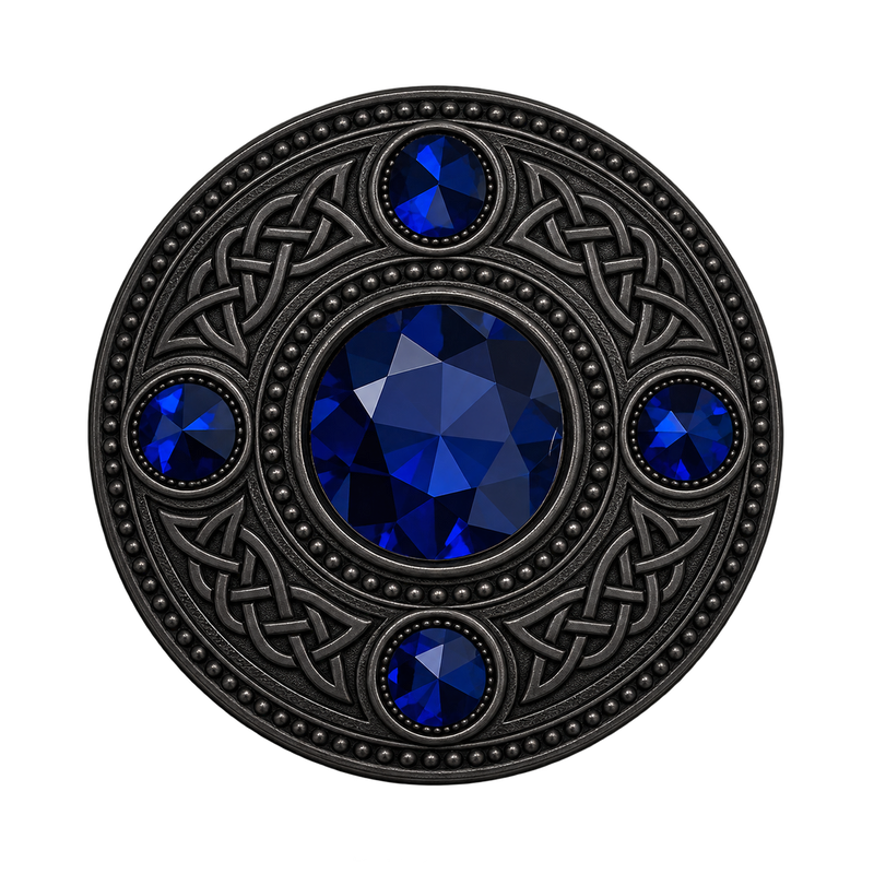 Black With 5 B-Stone Kilt Brooch