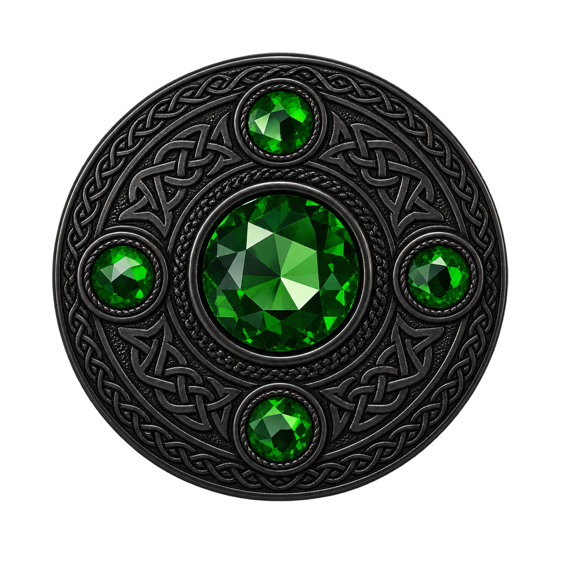 Black With 5 G-Stone Kilt Brooch