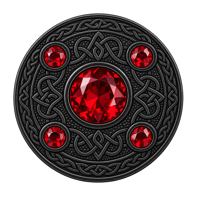 Black With 5 R-Stone Kilt Brooch