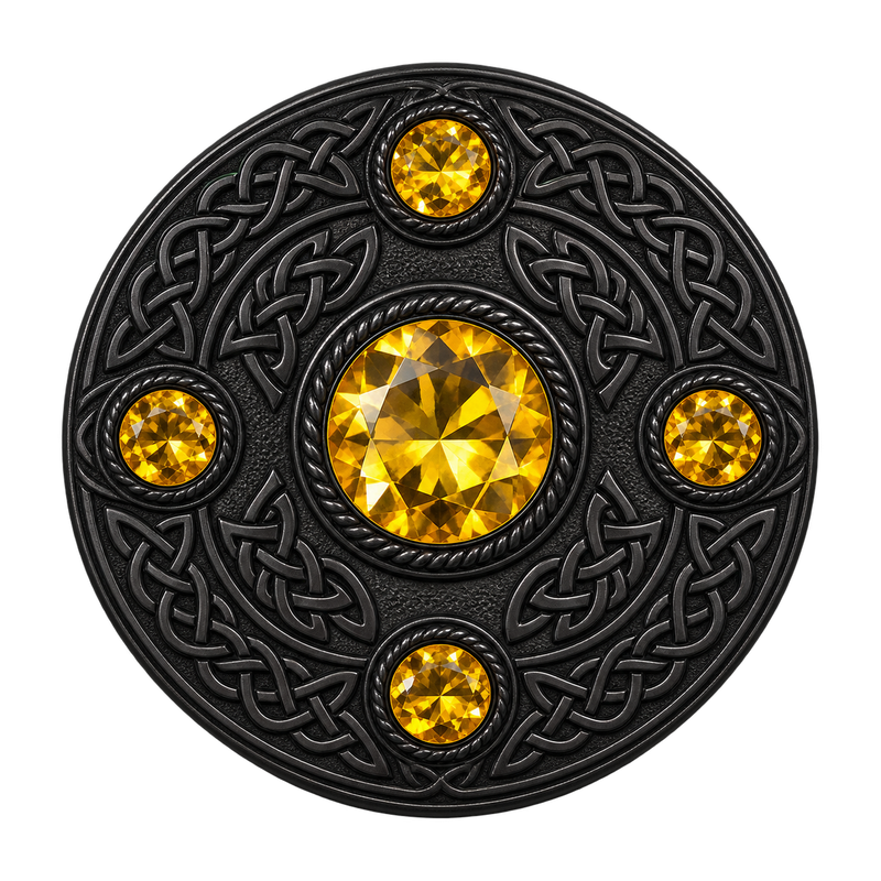 Black With 5 Y-Stone Kilt Brooch