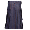 Blue Denim Kilt With Red Thread