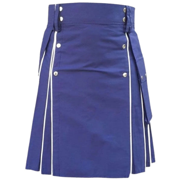 Blue Utility kilt With White line