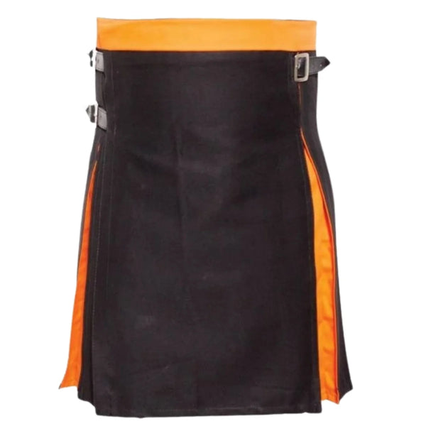 Box Pleated Modern Black And Orange Two Kilt
