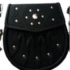 Brand New Celticc Design Black Leather Sporran with S-Chain Kilt & Belt Bagpipe
