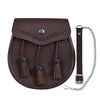 Brown Embossed Celtic Classic Leather Kilt Sporran Free Chain Strap