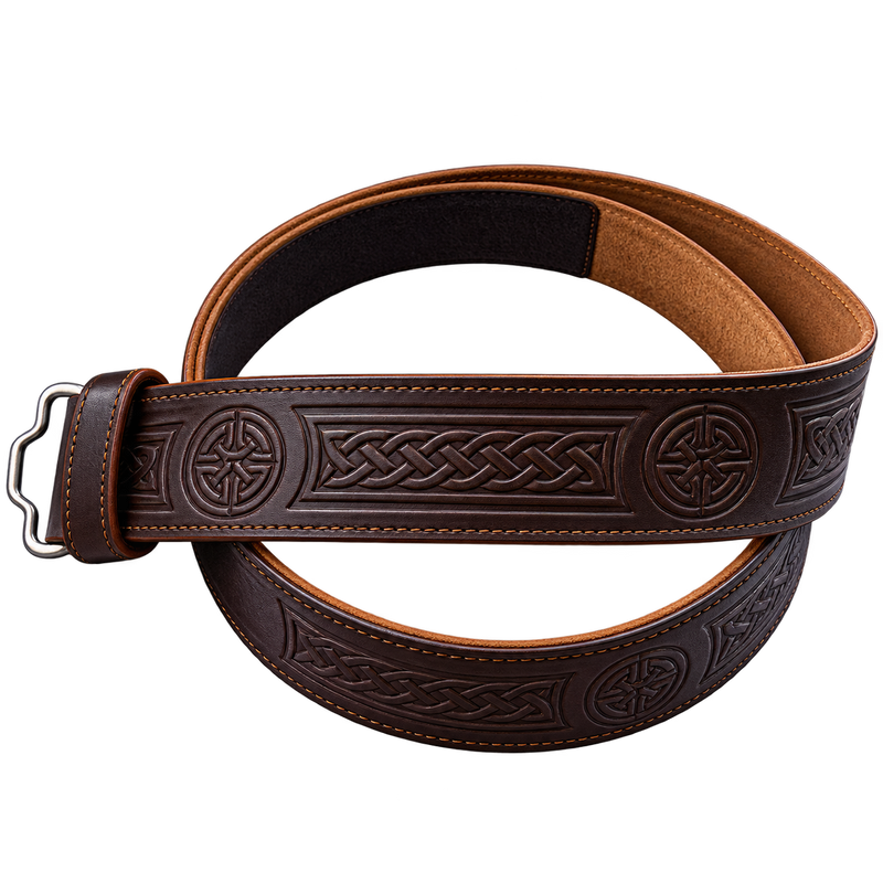 Brown Celtic Leather Kilt Belt