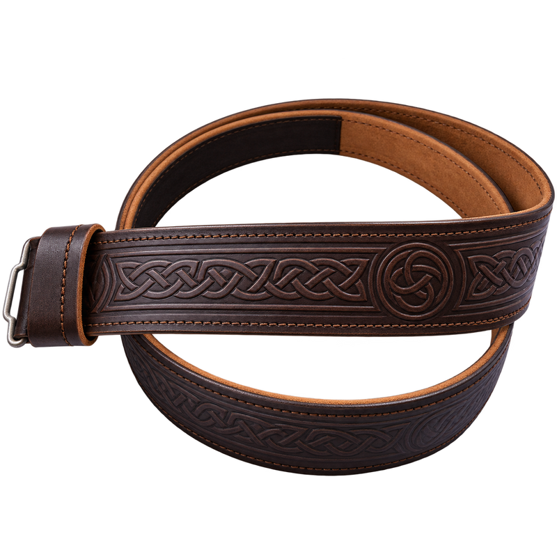 Brown Celtic Knot Leather Kilt Belt
