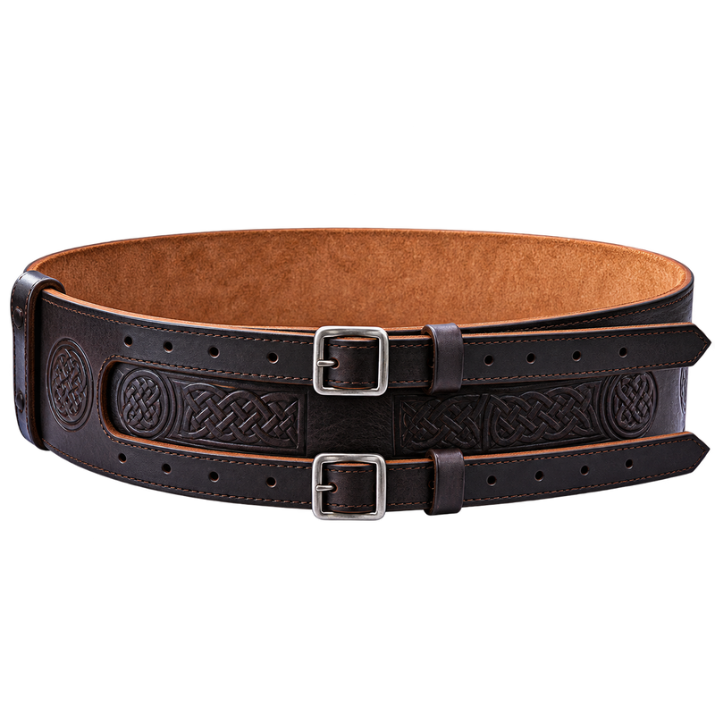 Brown Double Leather Kilt Belt