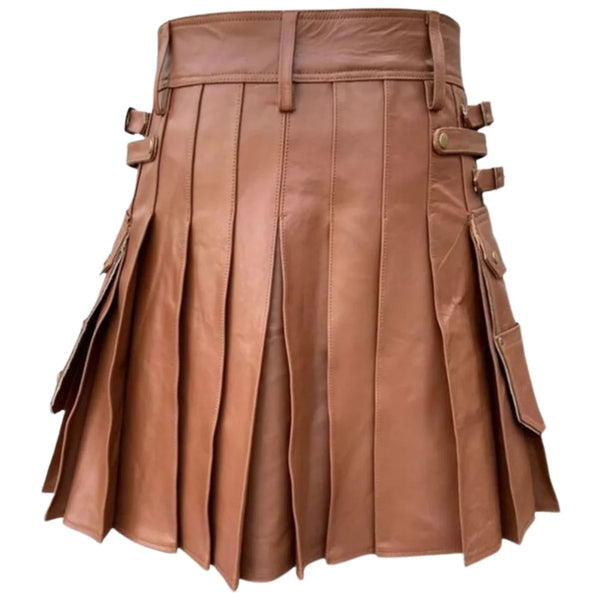 Brown Leather Kilt For Men