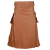 Brown Leather Utility Kilt For Men