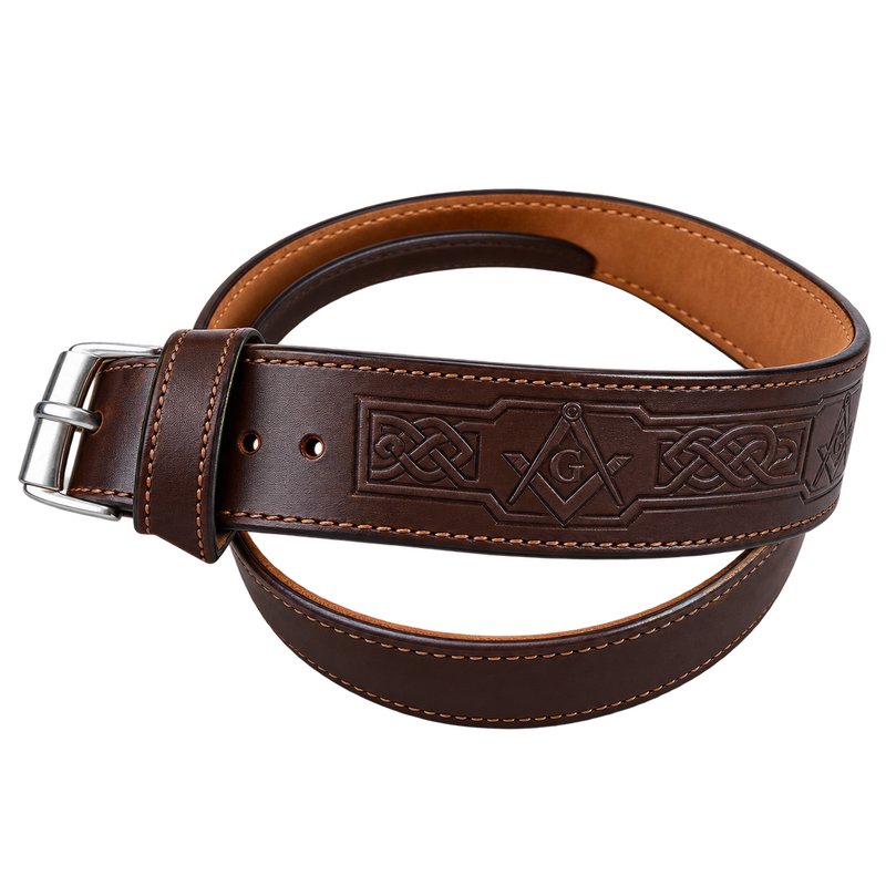 Brown Masonic Leather Kilt Belt
